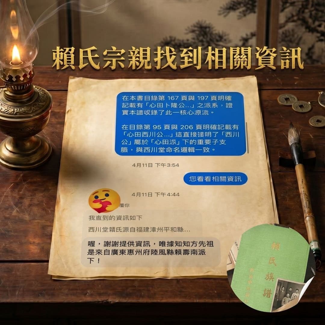 賴氏宗親找到相關資訊的對話見證